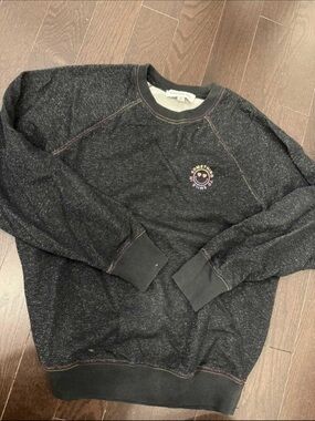 Something Navy Black Speckled Crewneck with Pink Logo